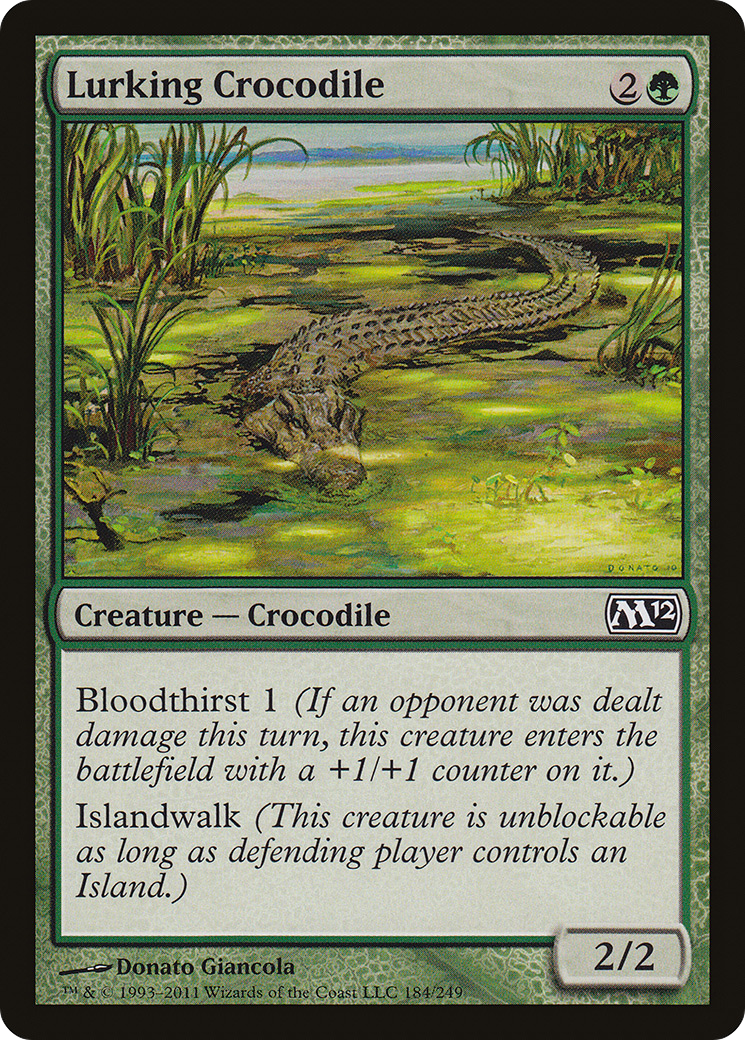 Lurking Crocodile (M12-184) - Magic 2012 - Premium MTG Single from Wizards of the Coast - Just $0.08! Shop now at Game Crave Tournament Store