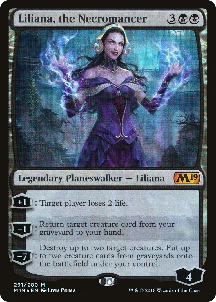 Liliana, the Necromancer (M19-291) - Core Set 2019 Foil - Premium MTG Single from Wizards of the Coast - Just $2.32! Shop now at Game Crave Tournament Store
