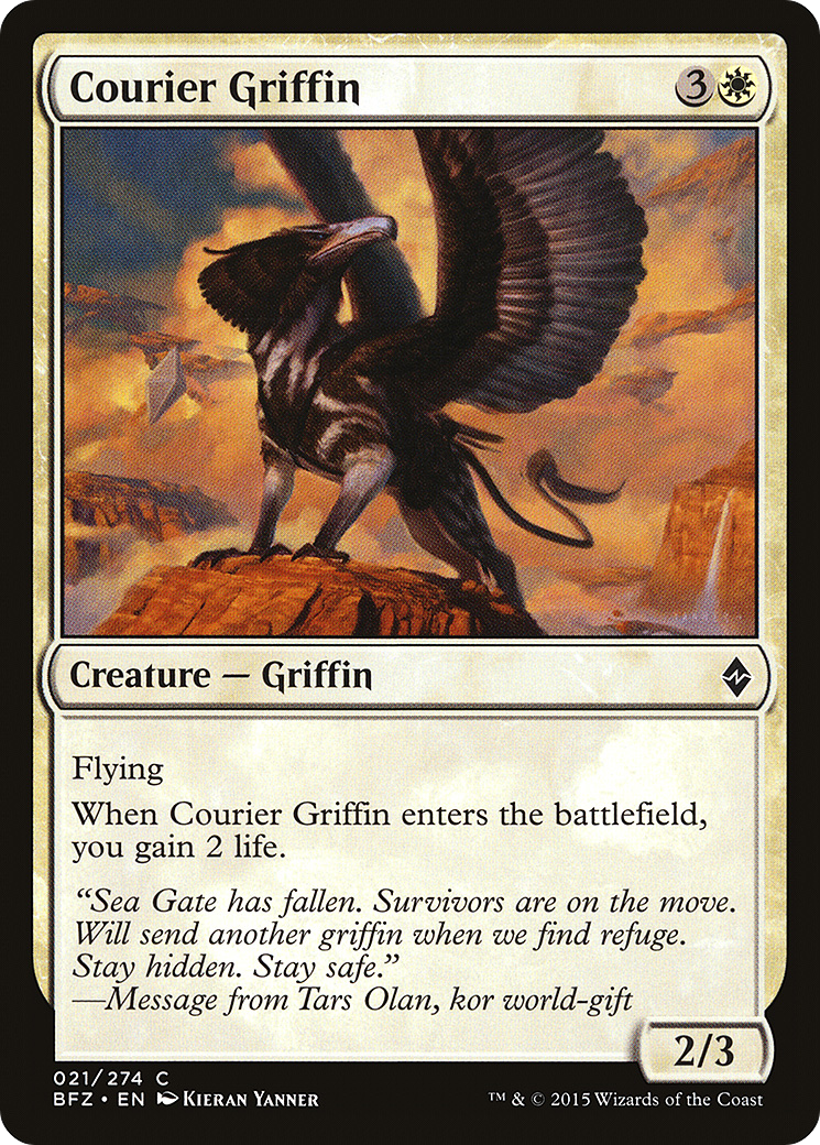 Courier Griffin (BFZ-021) - Battle for Zendikar - Premium MTG Single from Wizards of the Coast - Just $0.25! Shop now at Game Crave Tournament Store