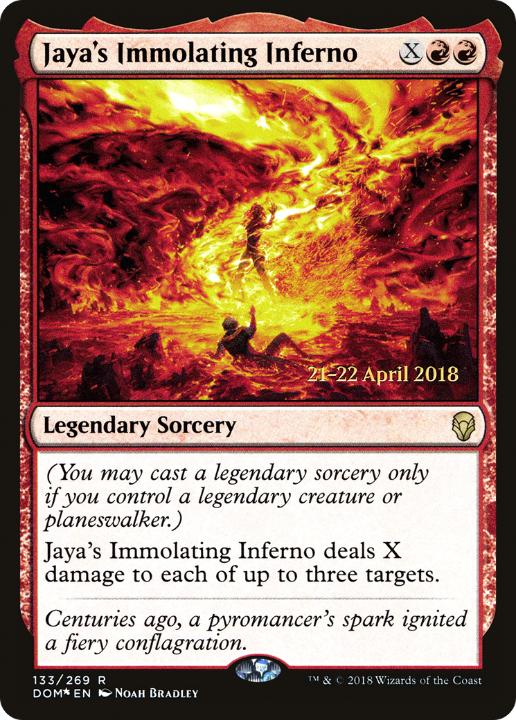 Jaya's Immolating Inferno (PDOM-133S) - Dominaria Promos Foil - Premium MTG Single from Wizards of the Coast - Just $3.30! Shop now at Game Crave Tournament Store