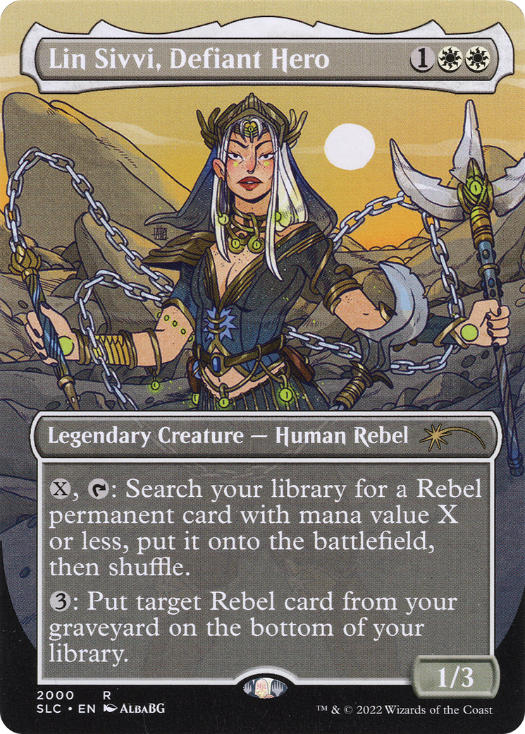 Lin Sivvi, Defiant Hero (SLC-2000) - Secret Lair 30th Anniversary Countdown Kit (Borderless) Foil - Premium MTG Single from Wizards of the Coast - Just $0.17! Shop now at Game Crave Tournament Store