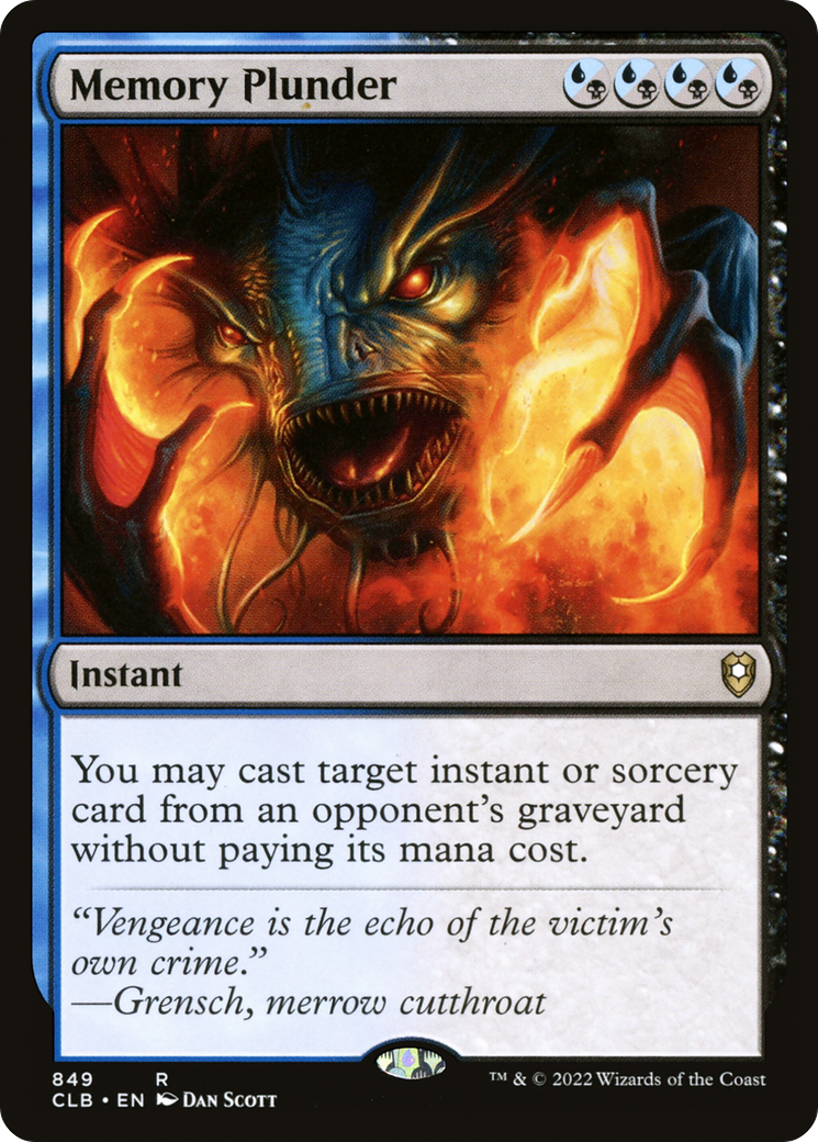 Memory Plunder (CLB-849) - Commander Legends: Battle for Baldur's Gate - Premium MTG Single from Wizards of the Coast - Just $1.07! Shop now at Game Crave Tournament Store