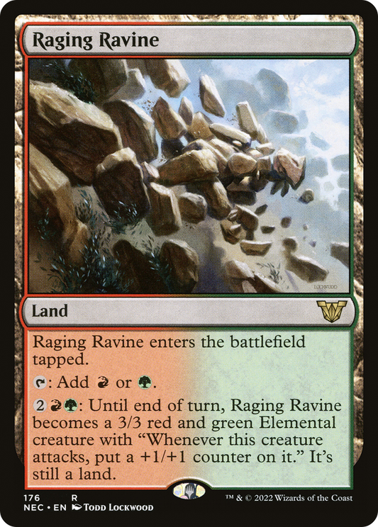 Raging Ravine (NEC-176) - Neon Dynasty Commander - Premium MTG Single from Wizards of the Coast - Just $0.08! Shop now at Game Crave Tournament Store