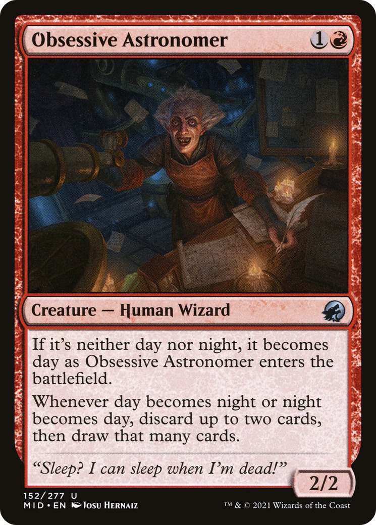 Obsessive Astronomer (MID-152) - Innistrad: Midnight Hunt Foil - Premium MTG Single from Wizards of the Coast - Just $0.08! Shop now at Game Crave Tournament Store
