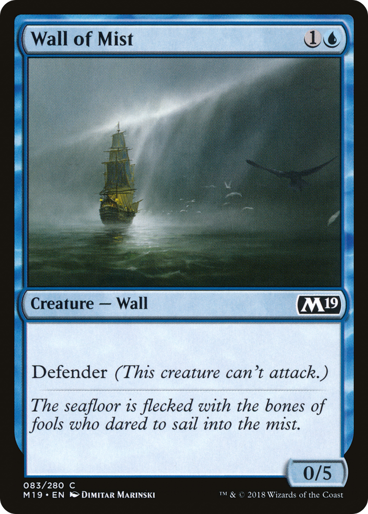 Wall of Mist (M19-083) - Core Set 2019 - Premium MTG Single from Wizards of the Coast - Just $0.25! Shop now at Game Crave Tournament Store