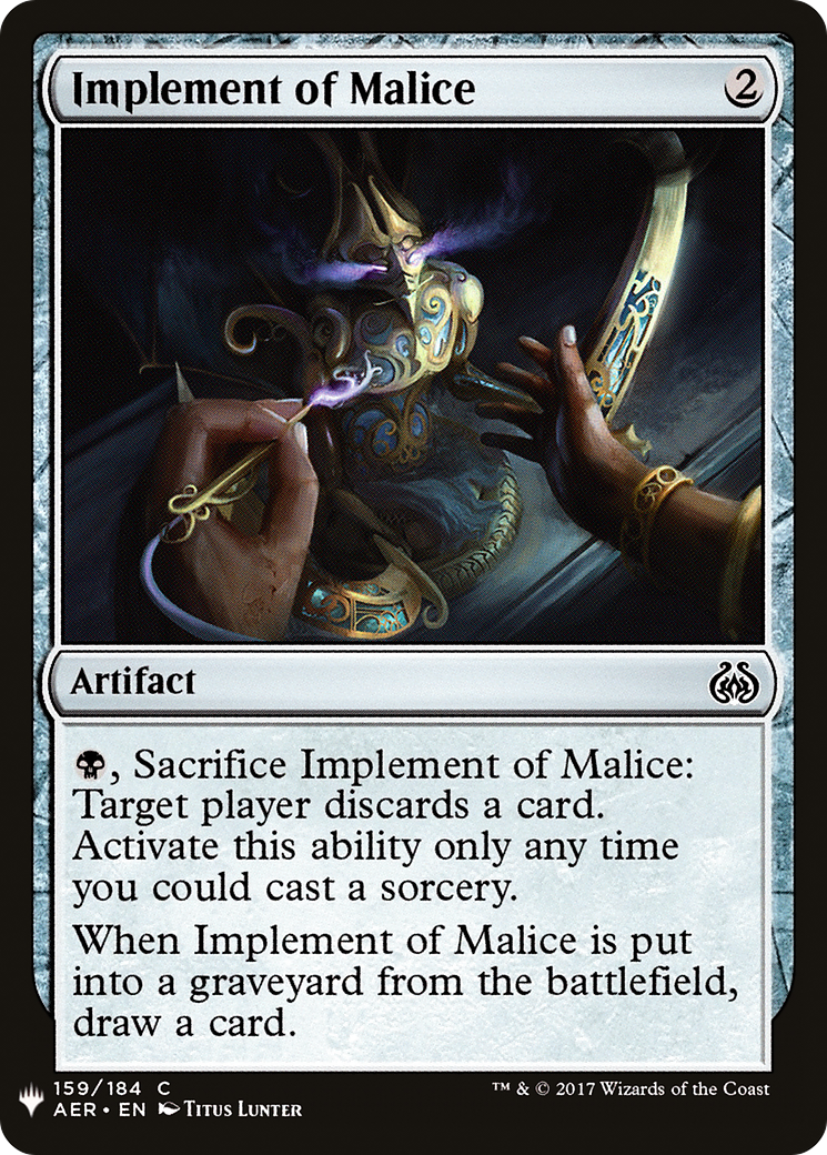 Implement of Malice (MB1-1597) - Mystery Booster - Premium MTG Single from Wizards of the Coast - Just $0.25! Shop now at Game Crave Tournament Store