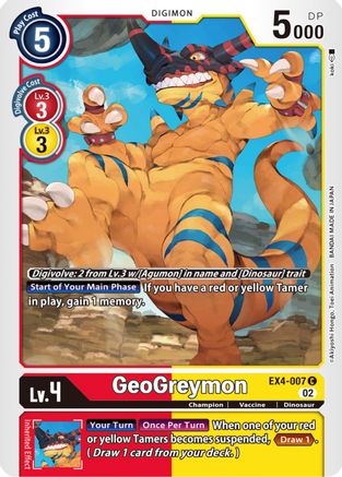 GeoGreymon (EX4-007) - Alternative Being Booster - Premium Digimon Single from Bandai - Just $0.25! Shop now at Game Crave Tournament Store