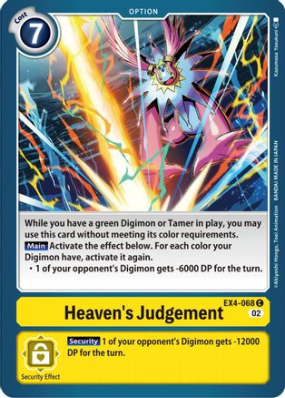 Heaven's Judgement (EX4-068) - Alternative Being Booster - Premium Digimon Single from Bandai - Just $0.49! Shop now at Game Crave Tournament Store
