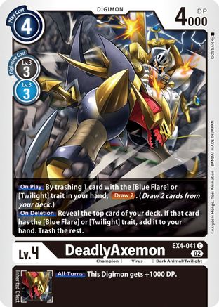 DeadlyAxemon (EX4-041) - Alternative Being Booster - Premium Digimon Single from Bandai - Just $0.25! Shop now at Game Crave Tournament Store
