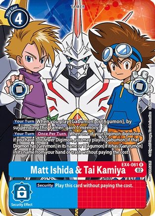 Matt Ishida & Tai Kamiya (Alternate Art) (EX4-061) - Alternative Being Booster Foil - Premium Digimon Single from Bandai - Just $3.53! Shop now at Game Crave Tournament Store