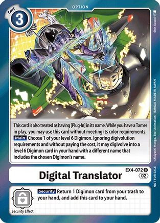 Digital Translator (Box Topper) (EX4-072) - Alternative Being Booster Foil - Premium Digimon Single from Bandai - Just $0.26! Shop now at Game Crave Tournament Store