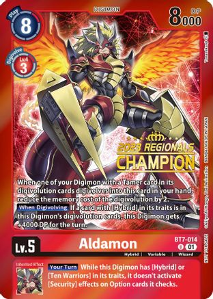 Aldamon (2023 Regionals Champion) (BT7-014) - Next Adventure Foil - Premium Digimon Single from Bandai - Just $132.99! Shop now at Game Crave Tournament Store