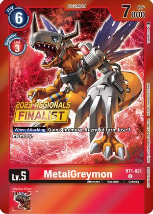 MetalGreymon - BT1-021 (2023 Regionals Finalist) (BT1-021) - Release Special Booster Foil - Premium Digimon Single from Bandai - Just $1.08! Shop now at Game Crave Tournament Store