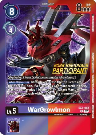 WarGrowlmon (2023 Regionals Participant) (EX3-062) - Draconic Roar Foil - Premium Digimon Single from Bandai - Just $13.89! Shop now at Game Crave Tournament Store