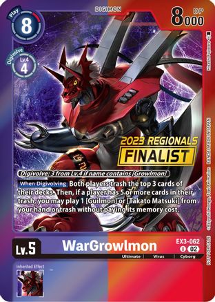WarGrowlmon (2023 Regionals Finalist) (EX3-062) - Draconic Roar Foil - Premium Digimon Single from Bandai - Just $25.86! Shop now at Game Crave Tournament Store