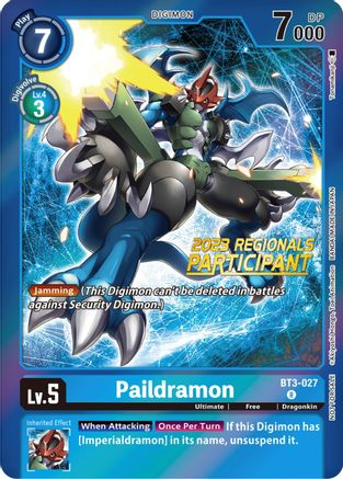 Paildramon (2023 Regionals Participant) (BT3-027) - Release Special Booster Foil - Premium Digimon Single from Bandai - Just $1.39! Shop now at Game Crave Tournament Store