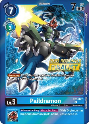 Paildramon (2023 Regionals Finalist) (BT3-027) - Release Special Booster Foil - Premium Digimon Single from Bandai - Just $0.43! Shop now at Game Crave Tournament Store