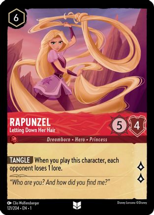 Rapunzel - Letting Down Her Hair (121/204) - The First Chapter - Premium Lorcana Single from Disney - Just $0.08! Shop now at Game Crave Tournament Store