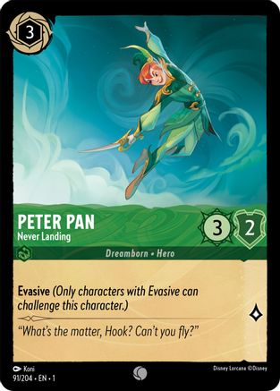 Peter Pan - Never Landing (91/204) - The First Chapter - Premium Lorcana Single from Disney - Just $0.08! Shop now at Game Crave Tournament Store