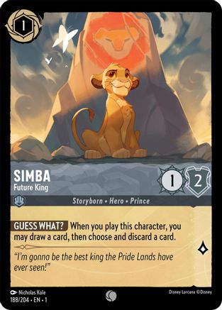Simba - Future King (188/204) - The First Chapter Cold Foil - Premium Lorcana Single from Disney - Just $0.25! Shop now at Game Crave Tournament Store