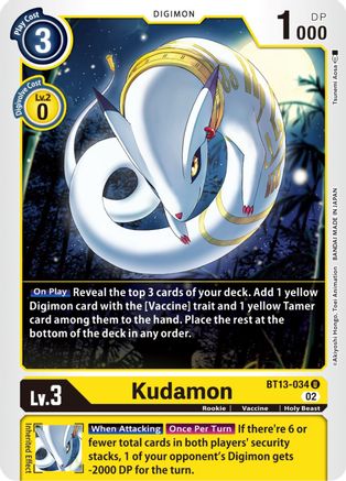 Kudamon (BT13-034) - Versus Royal Knights - Premium Digimon Single from Bandai - Just $0.27! Shop now at Game Crave Tournament Store
