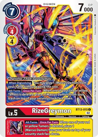 RizeGreymon (BT13-015) - Versus Royal Knights - Premium Digimon Single from Bandai - Just $0.25! Shop now at Game Crave Tournament Store