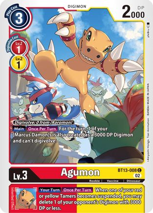 Agumon (BT13-008) - Versus Royal Knights - Premium Digimon Single from Bandai - Just $0.25! Shop now at Game Crave Tournament Store