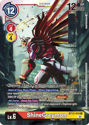 ShineGreymon (BT13-018) - Versus Royal Knights Foil - Premium Digimon Single from Bandai - Just $0.25! Shop now at Game Crave Tournament Store