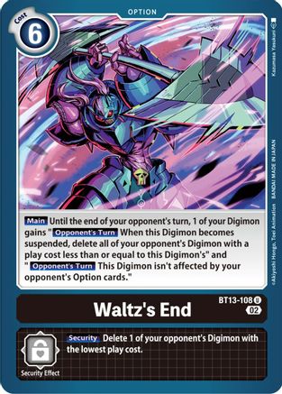 Waltz's End (BT13-108) - Versus Royal Knights - Premium Digimon Single from Bandai - Just $0.25! Shop now at Game Crave Tournament Store