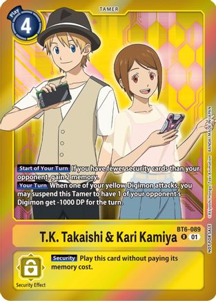 T.K. Takaishi & Kari Kamiya (Event Pack 5) (BT6-089) - Double Diamond Foil - Premium Digimon Single from Bandai - Just $2.39! Shop now at Game Crave Tournament Store
