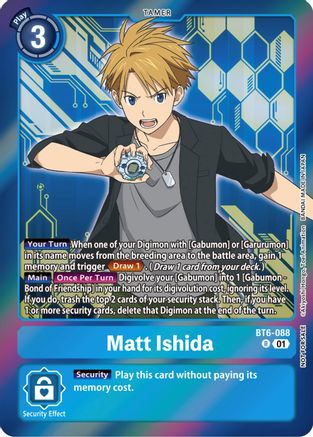 Matt Ishida (Event Pack 5) (BT6-088) - Double Diamond Foil - Premium Digimon Single from Bandai - Just $5.84! Shop now at Game Crave Tournament Store