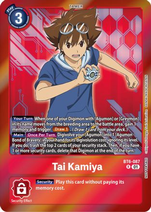 Tai Kamiya (Event Pack 5) (BT6-087) - Double Diamond Foil - Premium Digimon Single from Bandai - Just $3.70! Shop now at Game Crave Tournament Store