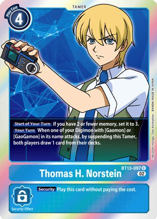 Thomas H. Norstein (BT13-097) - Versus Royal Knights Foil - Premium Digimon Single from Bandai - Just $0.25! Shop now at Game Crave Tournament Store