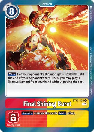 Final Shining Burst (BT13-104) - Versus Royal Knights Foil - Premium Digimon Single from Bandai - Just $0.25! Shop now at Game Crave Tournament Store