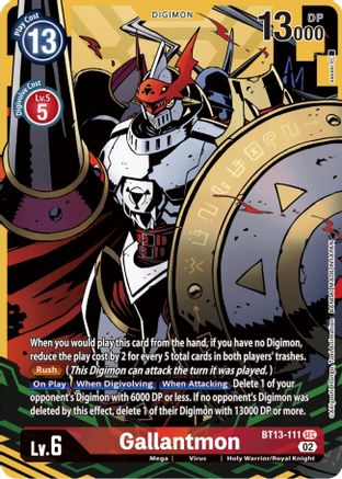 Gallantmon (Alternate Art) (BT13-111) - Versus Royal Knights Foil - Premium Digimon Single from Bandai - Just $68.41! Shop now at Game Crave Tournament Store
