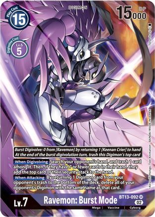 Ravemon: Burst Mode (Alternate Art) (BT13-092) - Versus Royal Knights Foil - Premium Digimon Single from Bandai - Just $4.38! Shop now at Game Crave Tournament Store