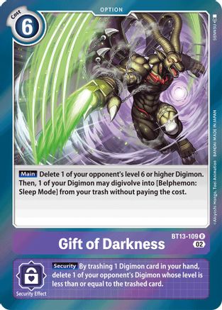 Gift of Darkness (BT13-109) - Versus Royal Knights Foil - Premium Digimon Single from Bandai - Just $0.25! Shop now at Game Crave Tournament Store