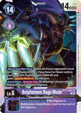Belphemon: Rage Mode (BT13-091) - Versus Royal Knights Foil - Premium Digimon Single from Bandai - Just $1.20! Shop now at Game Crave Tournament Store