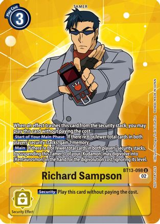 Richard Sampson (Box Topper) (BT13-098) - Versus Royal Knights Foil - Premium Digimon Single from Bandai - Just $0.39! Shop now at Game Crave Tournament Store
