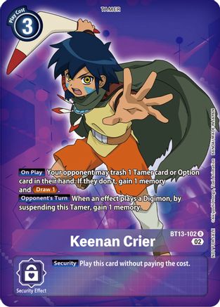 Keenan Crier (Box Topper) (BT13-102) - Versus Royal Knights Foil - Premium Digimon Single from Bandai - Just $1.37! Shop now at Game Crave Tournament Store