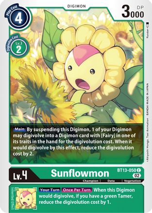 Sunflowmon (BT13-050) - Versus Royal Knights - Premium Digimon Single from Bandai - Just $0.25! Shop now at Game Crave Tournament Store