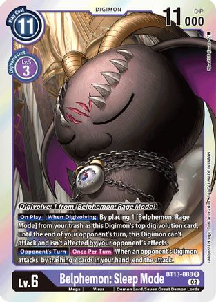 Belphemon: Sleep Mode (BT13-088) - Versus Royal Knights Foil - Premium Digimon Single from Bandai - Just $0.30! Shop now at Game Crave Tournament Store