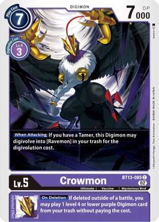 Crowmon (BT13-085) - Versus Royal Knights - Premium Digimon Single from Bandai - Just $0.25! Shop now at Game Crave Tournament Store