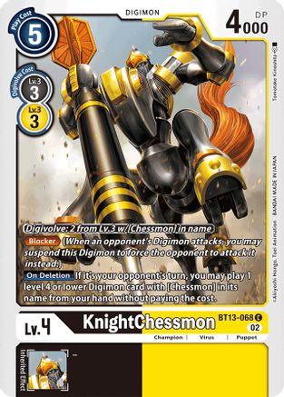 KnightChessmon BT13-068 (BT13-068) - Versus Royal Knights - Premium Digimon Single from Bandai - Just $0.25! Shop now at Game Crave Tournament Store