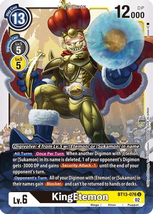 KingEtemon (BT13-076) - Versus Royal Knights - Premium Digimon Single from Bandai - Just $0.25! Shop now at Game Crave Tournament Store