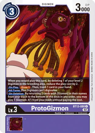 ProtoGizmon (BT13-080) - Versus Royal Knights - Premium Digimon Single from Bandai - Just $0.25! Shop now at Game Crave Tournament Store