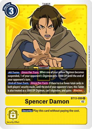 Spencer Damon (BT13-099) - Versus Royal Knights - Premium Digimon Single from Bandai - Just $0.25! Shop now at Game Crave Tournament Store