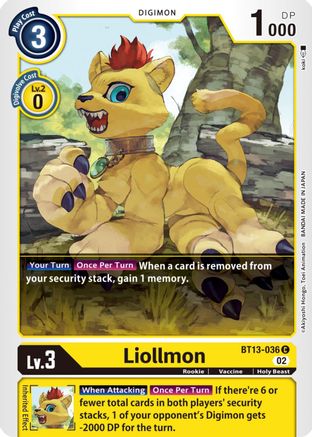 Liollmon (BT13-036) - Versus Royal Knights - Premium Digimon Single from Bandai - Just $0.25! Shop now at Game Crave Tournament Store