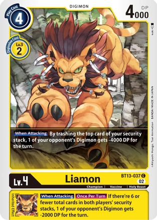 Liamon (BT13-037) - Versus Royal Knights - Premium Digimon Single from Bandai - Just $0.25! Shop now at Game Crave Tournament Store