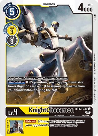 KnightChessmon BT13-039 (BT13-039) - Versus Royal Knights - Premium Digimon Single from Bandai - Just $0.25! Shop now at Game Crave Tournament Store